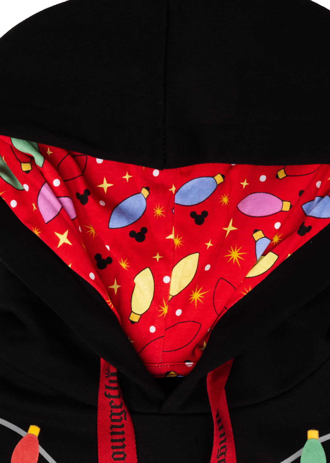 LOUNGEFLY Disney Mickey & Friends Holiday String Lights Glow Unisex Hoodie
