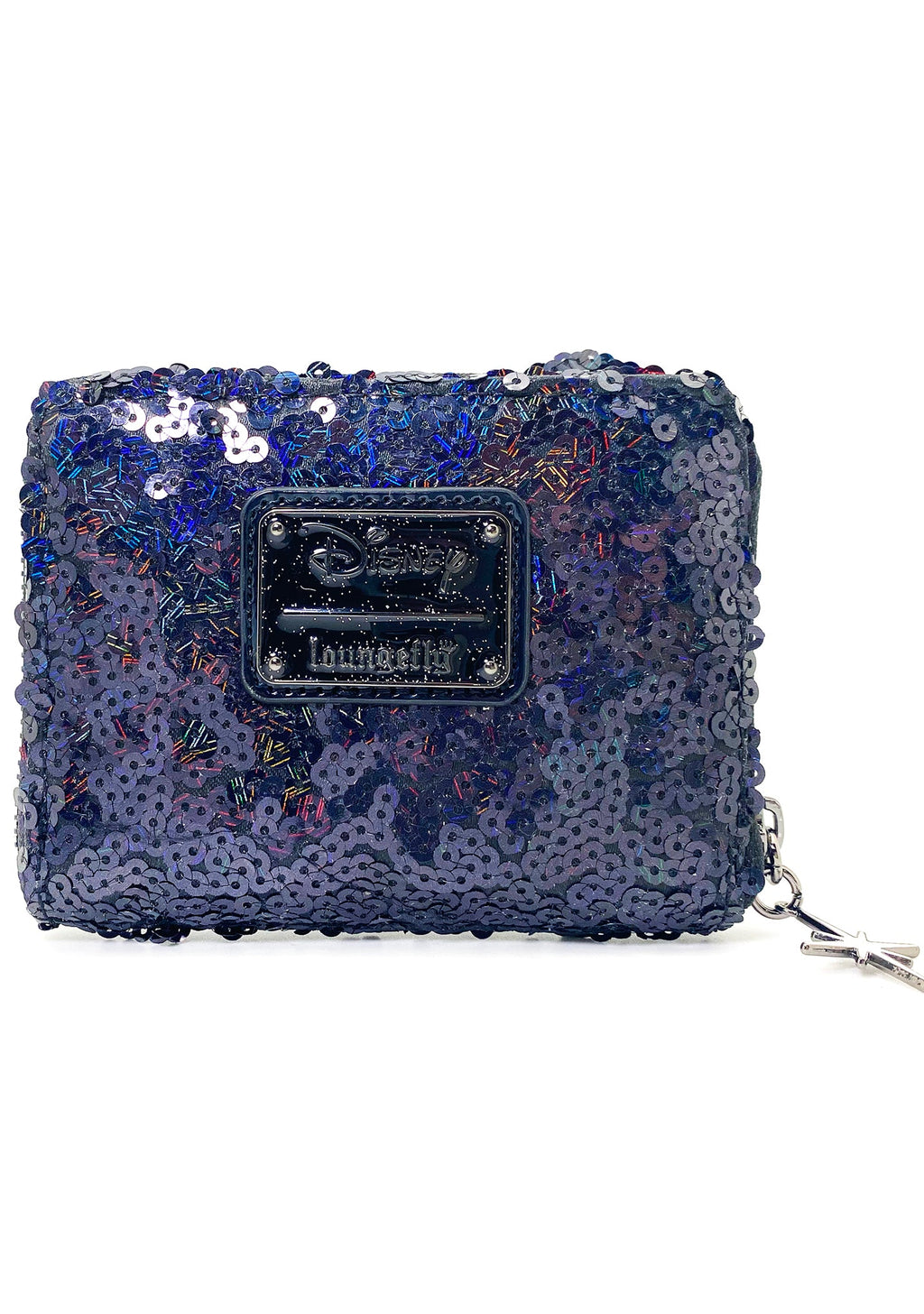 LOUNGEFLY X LASR Exclusive Disney Celestial Dreams Black Holographic Sequin Minnie Zip Wallet