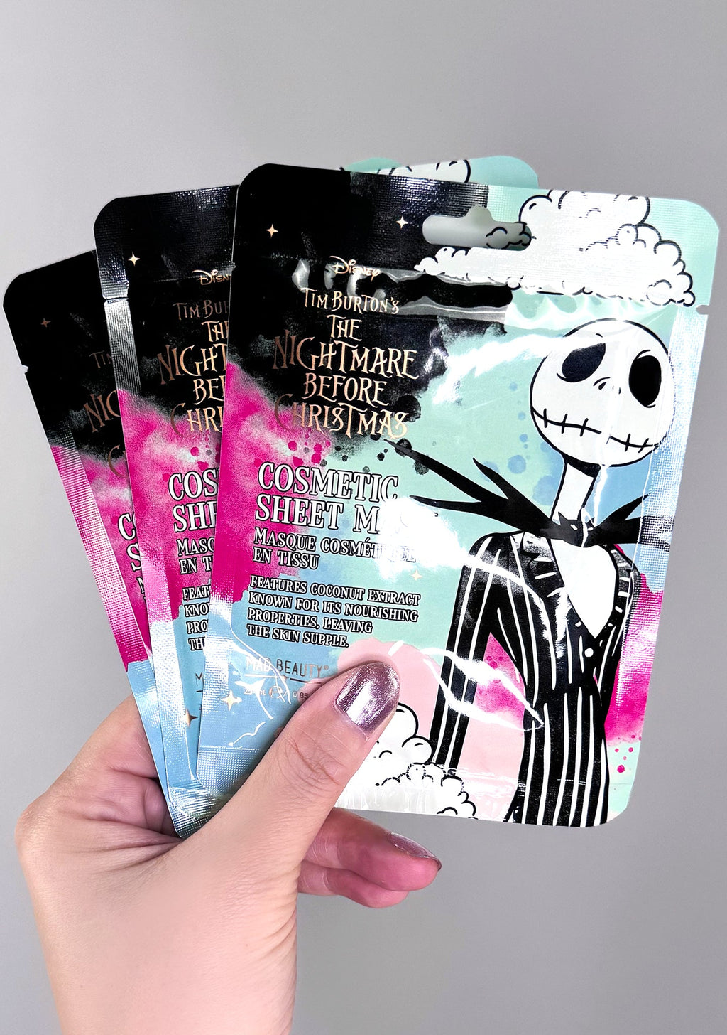  Disney Nightmare Before Christmas Jack Mystic Cosmetic Sheet Mask - 3pc Set