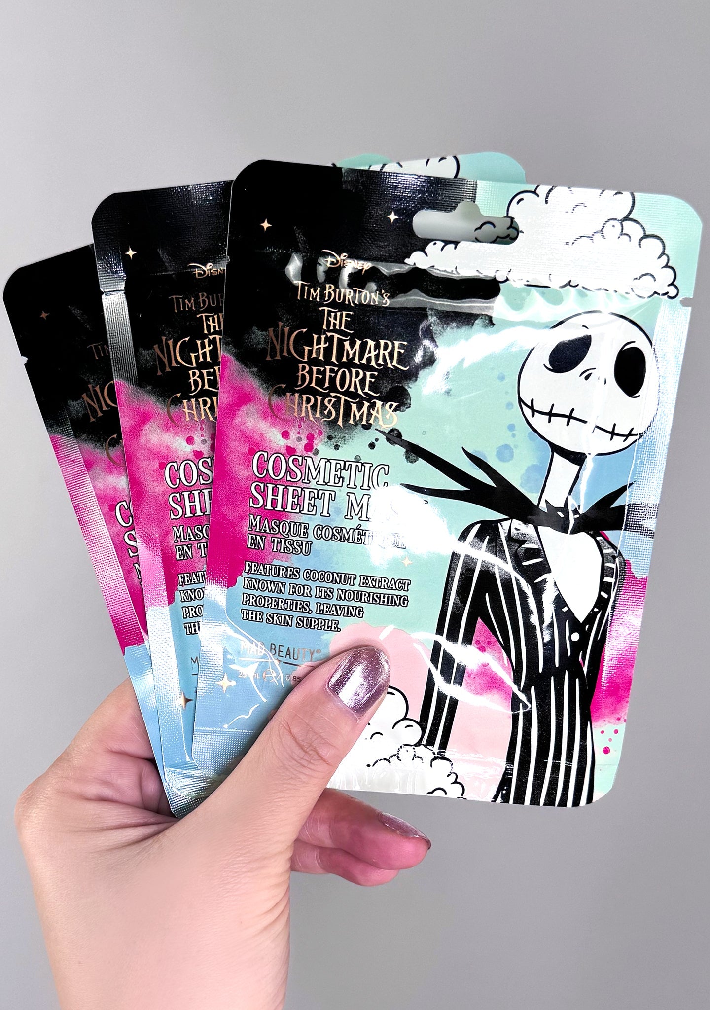  Disney Nightmare Before Christmas Jack Mystic Cosmetic Sheet Mask - 3pc Set