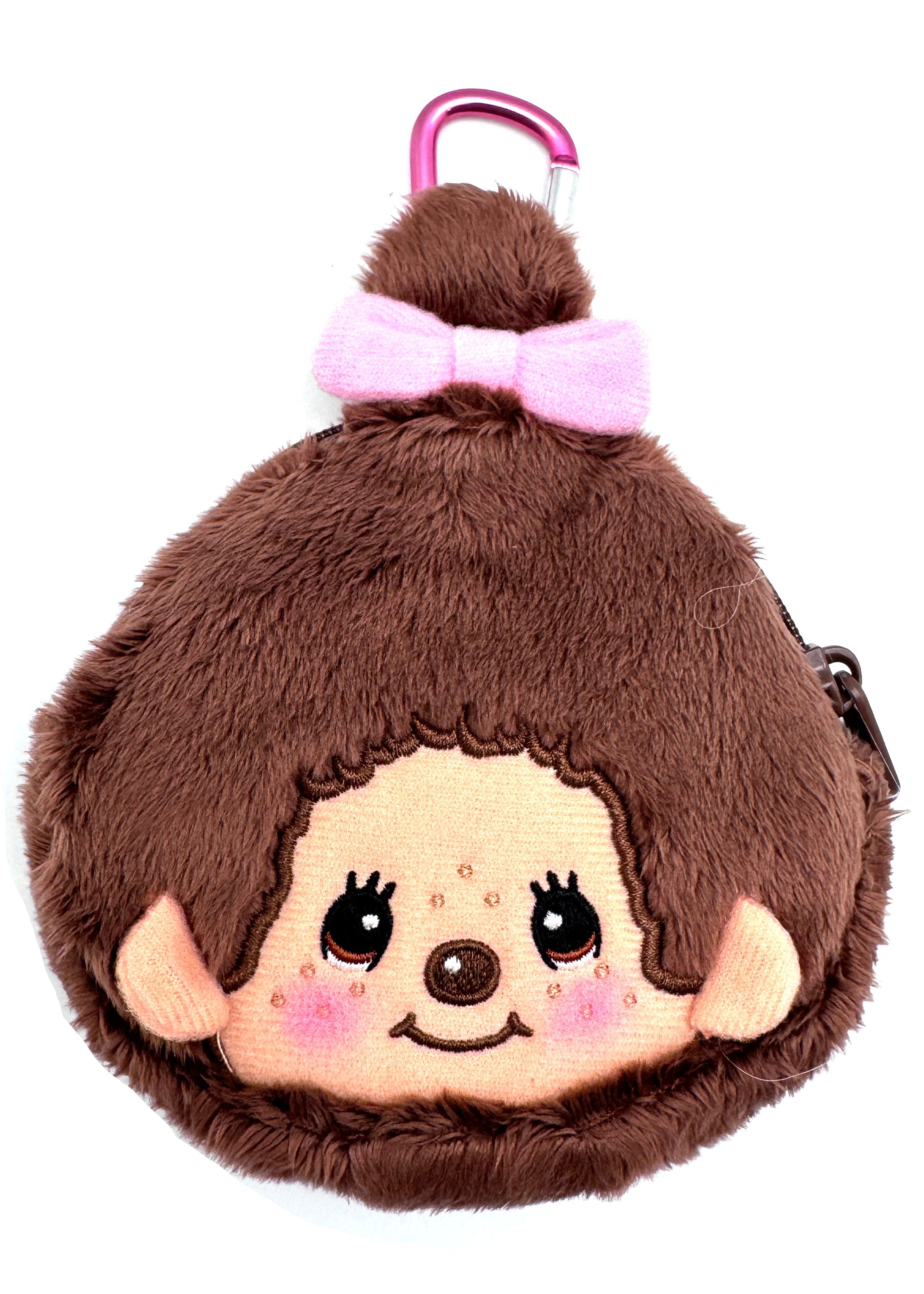  Monchhichi-Chan Face Plush Carabiner Coin Pouch