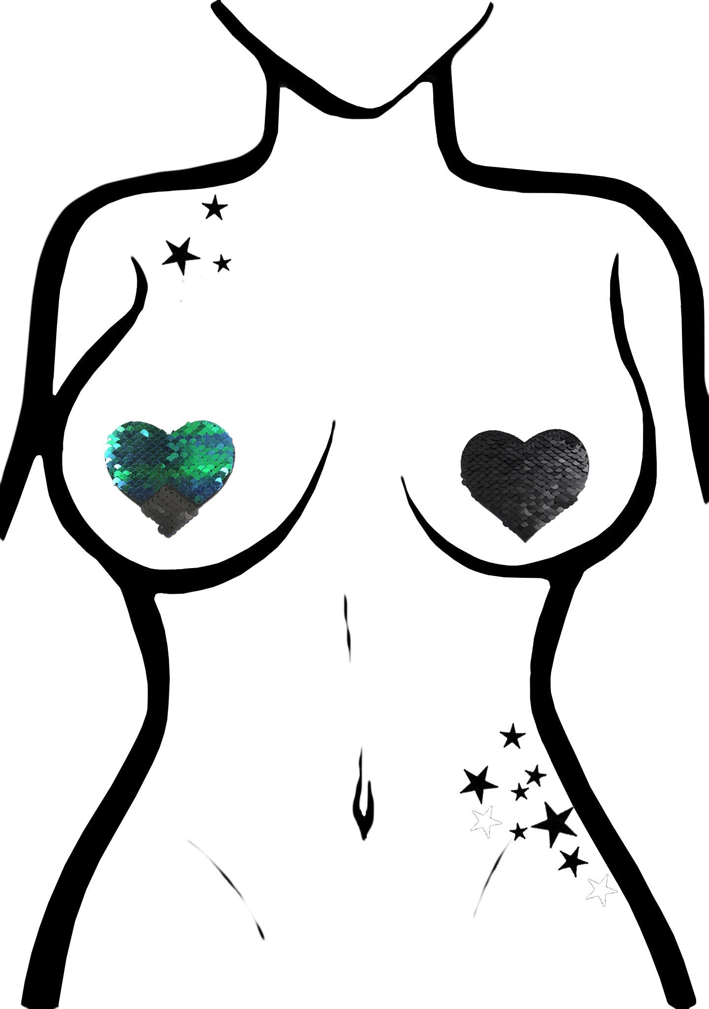  Love Color Changing Sequin Heart Nipple Pasties In Black/Opal