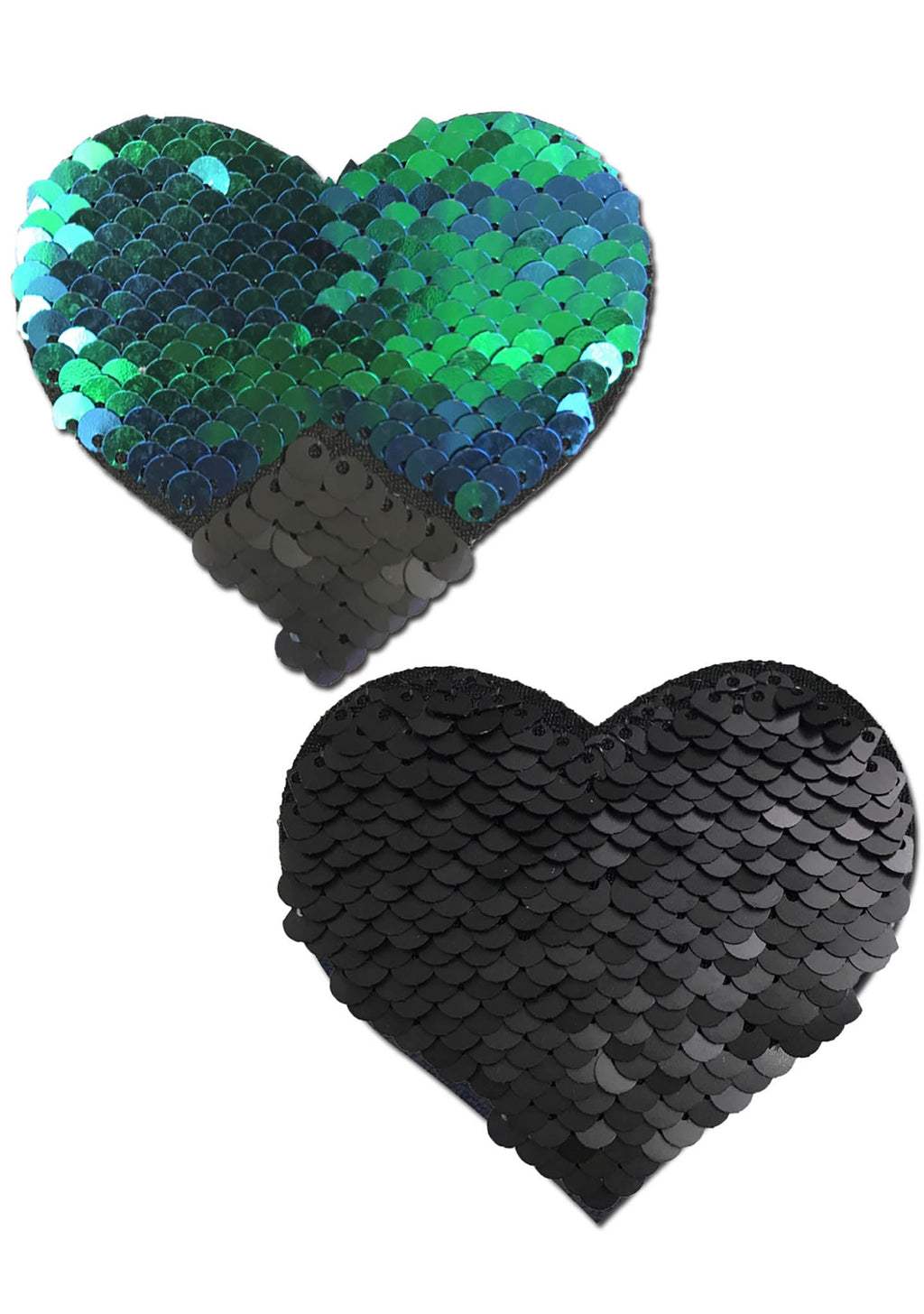  Love Color Changing Sequin Heart Nipple Pasties In Black/Opal