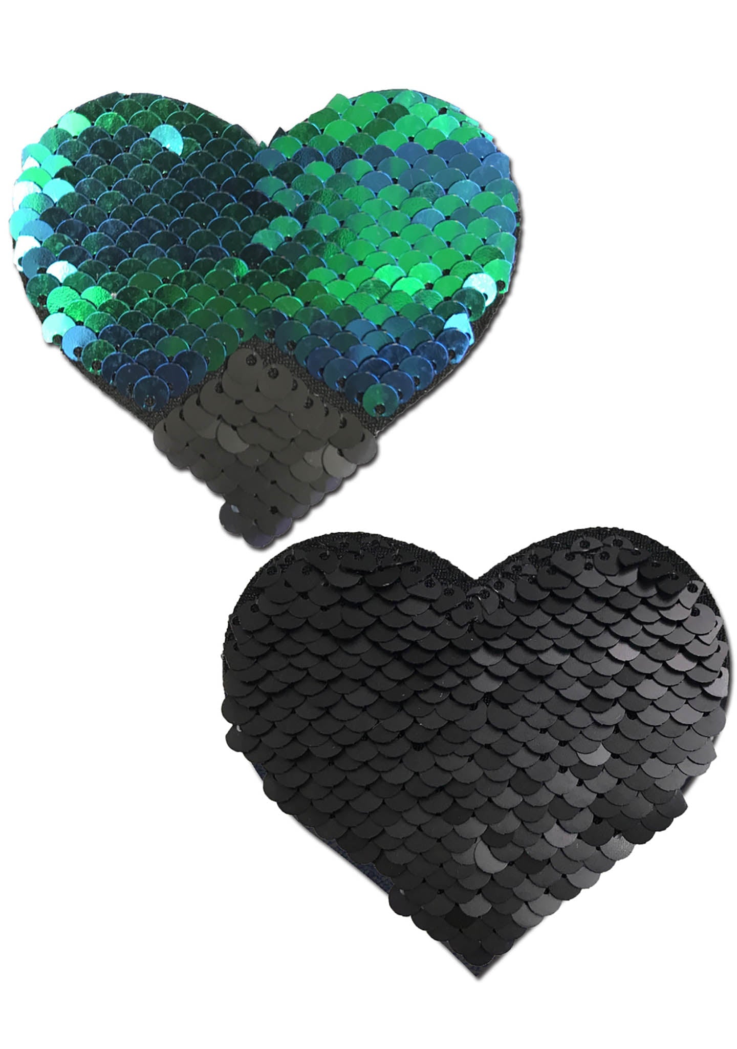  Love Color Changing Sequin Heart Nipple Pasties In Black/Opal