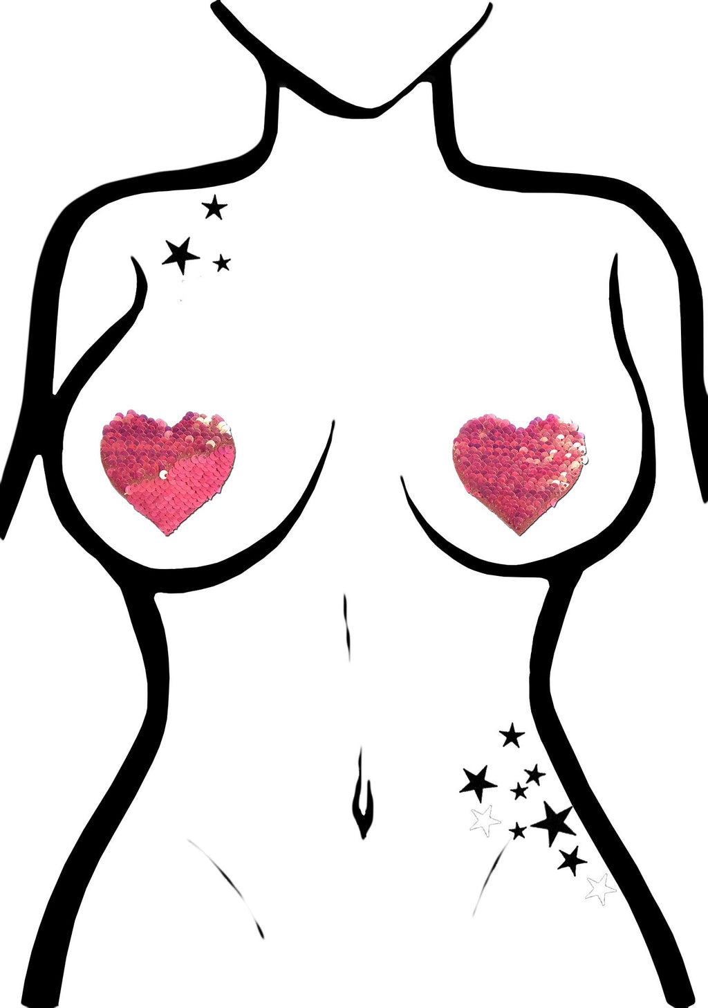  Love Color Changing Sequin Heart Nipple Pasties In Hot Pink/Matte Pink