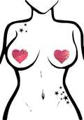  Love Color Changing Sequin Heart Nipple Pasties In Hot Pink/Matte Pink