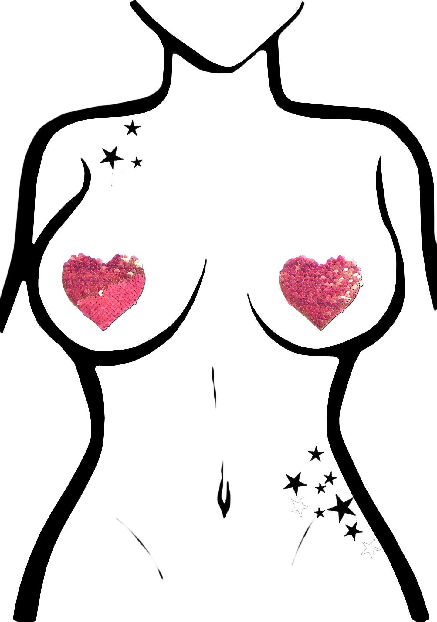  Love Color Changing Sequin Heart Nipple Pasties In Hot Pink/Matte Pink