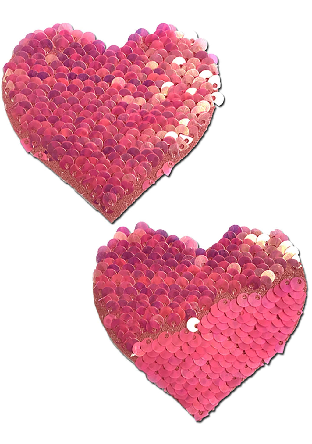  Love Color Changing Sequin Heart Nipple Pasties In Hot Pink/Matte Pink