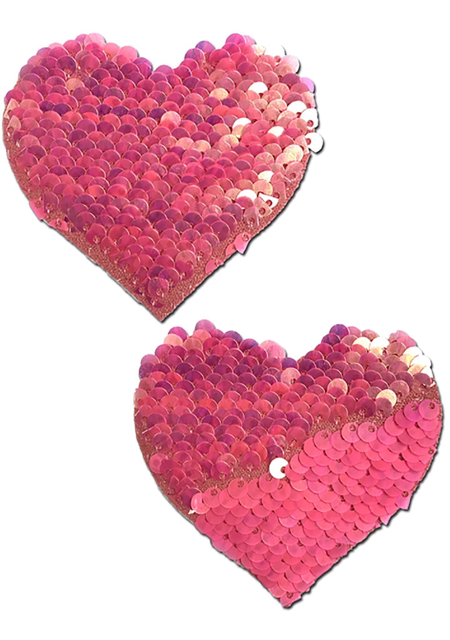  Love Color Changing Sequin Heart Nipple Pasties In Hot Pink/Matte Pink