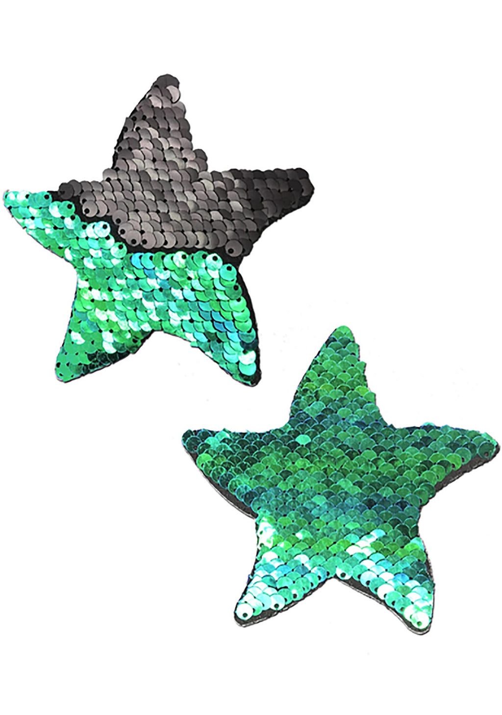  Starfish Flip Sequin Sea Star Nipple Pasties In Black/Opal
