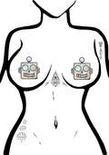  Holographic Robot Nipple Pasties In Silver