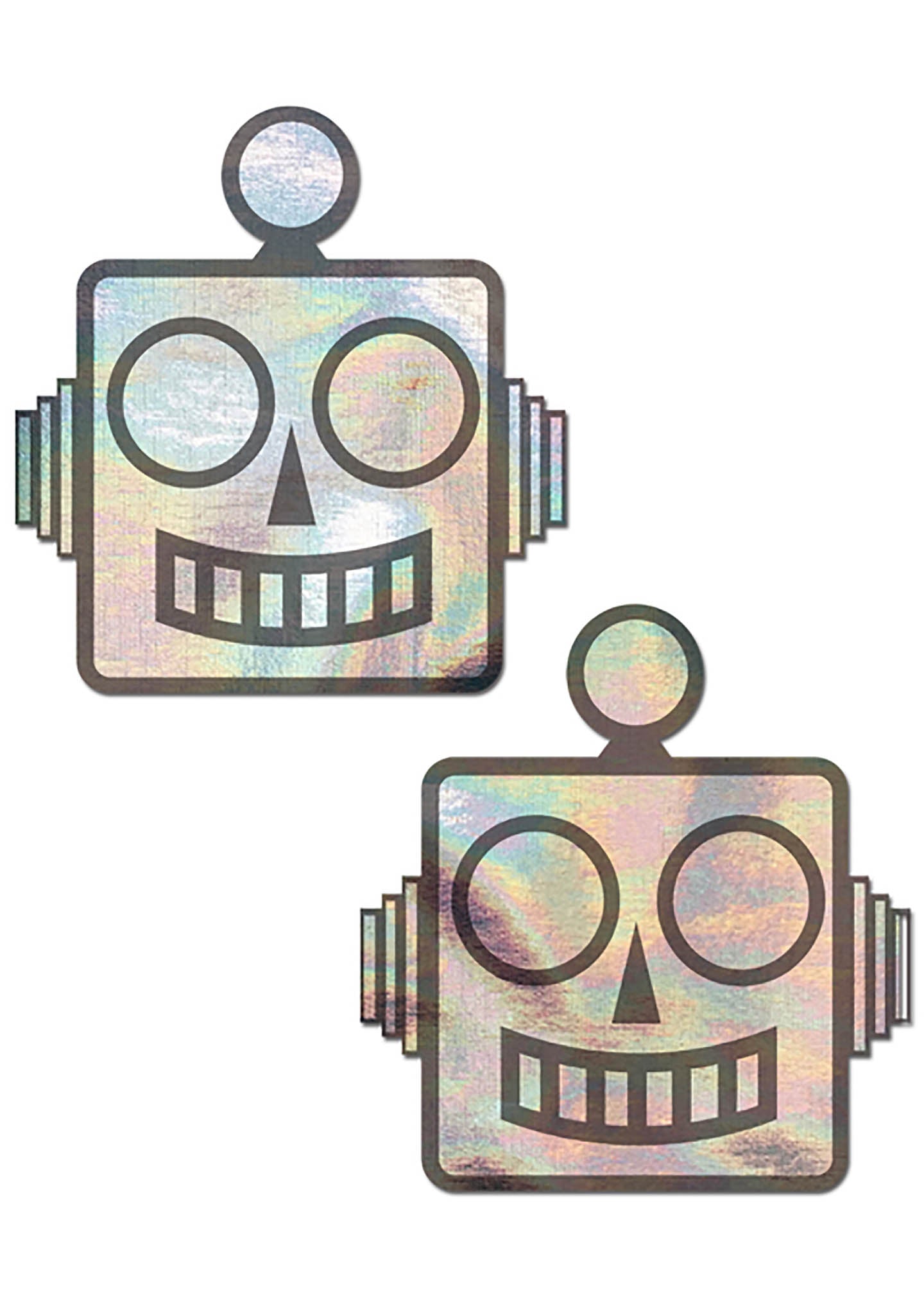  Holographic Robot Nipple Pasties In Silver