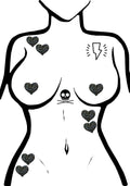  Body Minis Black Glitter Heart Nipple & Body Pasties 8PK Set