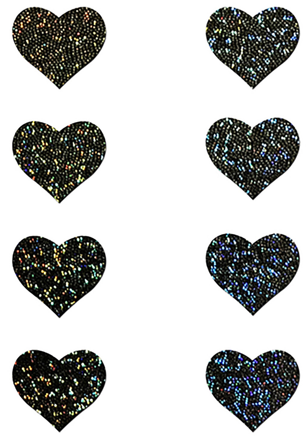  Body Minis Black Glitter Heart Nipple & Body Pasties 8PK Set