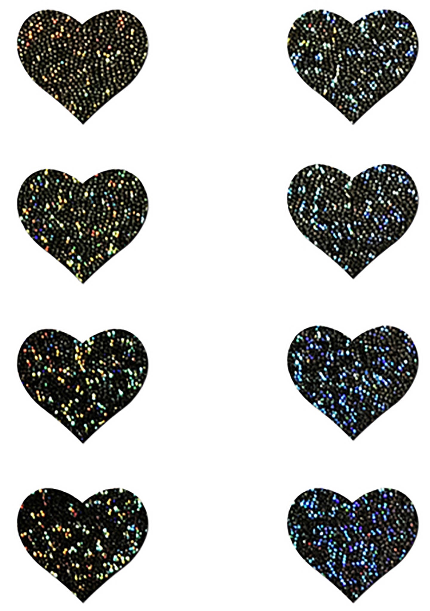  Body Minis Black Glitter Heart Nipple & Body Pasties 8PK Set