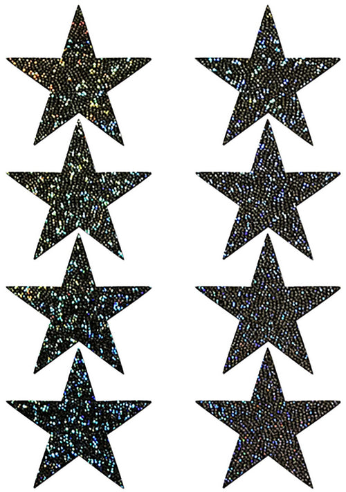  Body Minis Black Glitter Star Nipple & Body Pasties 8PK Set
