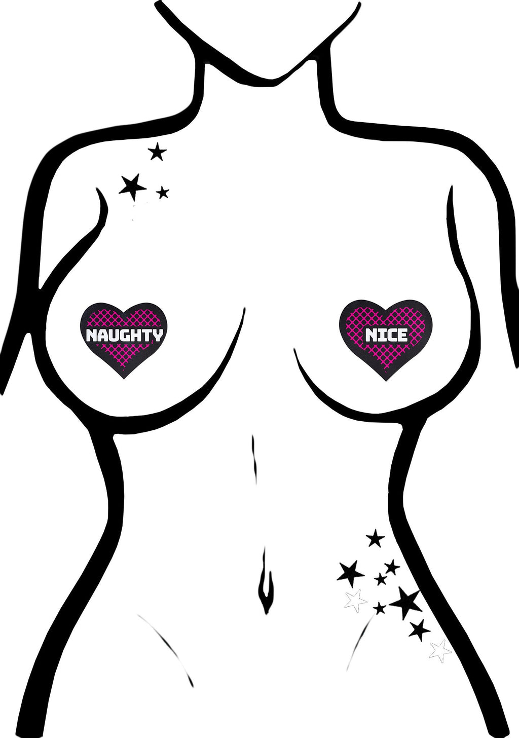  Love Naughty & Nice Heart Nipple Pasties In Black/Pink