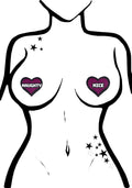  Love Naughty & Nice Heart Nipple Pasties In Black/Pink