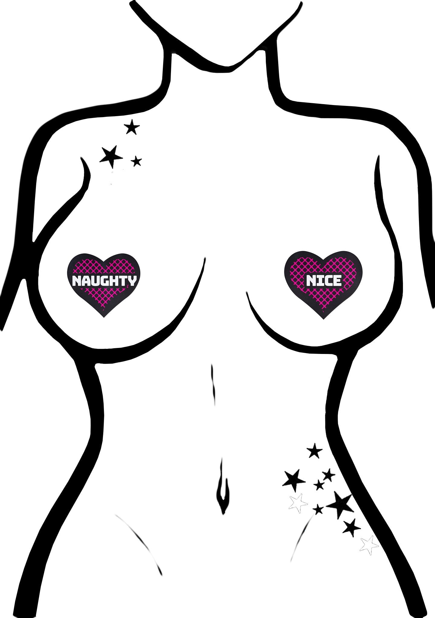  Love Naughty & Nice Heart Nipple Pasties In Black/Pink