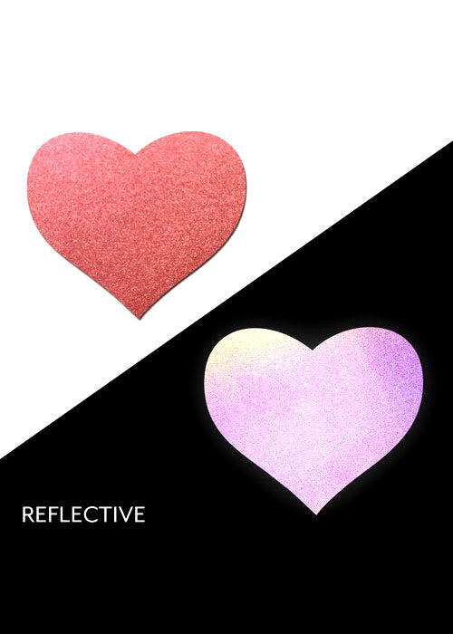  Love Reflective Heart Nipple Pasties In Red
