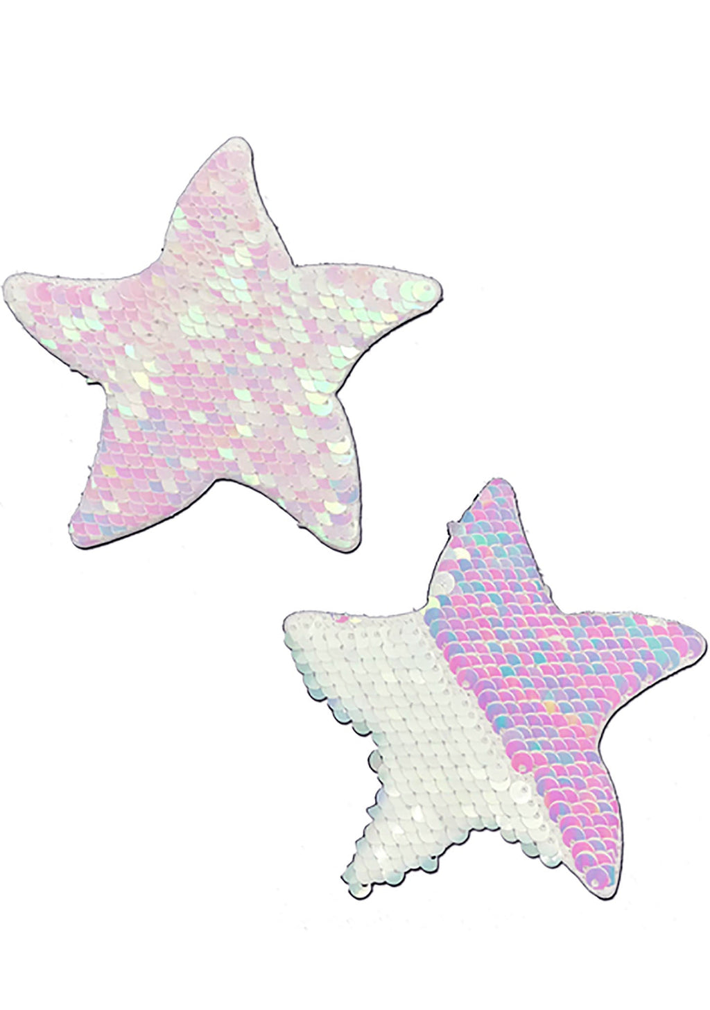  Starfish Flip Sequin Sea Star Nipple Pasties In White/Pearl