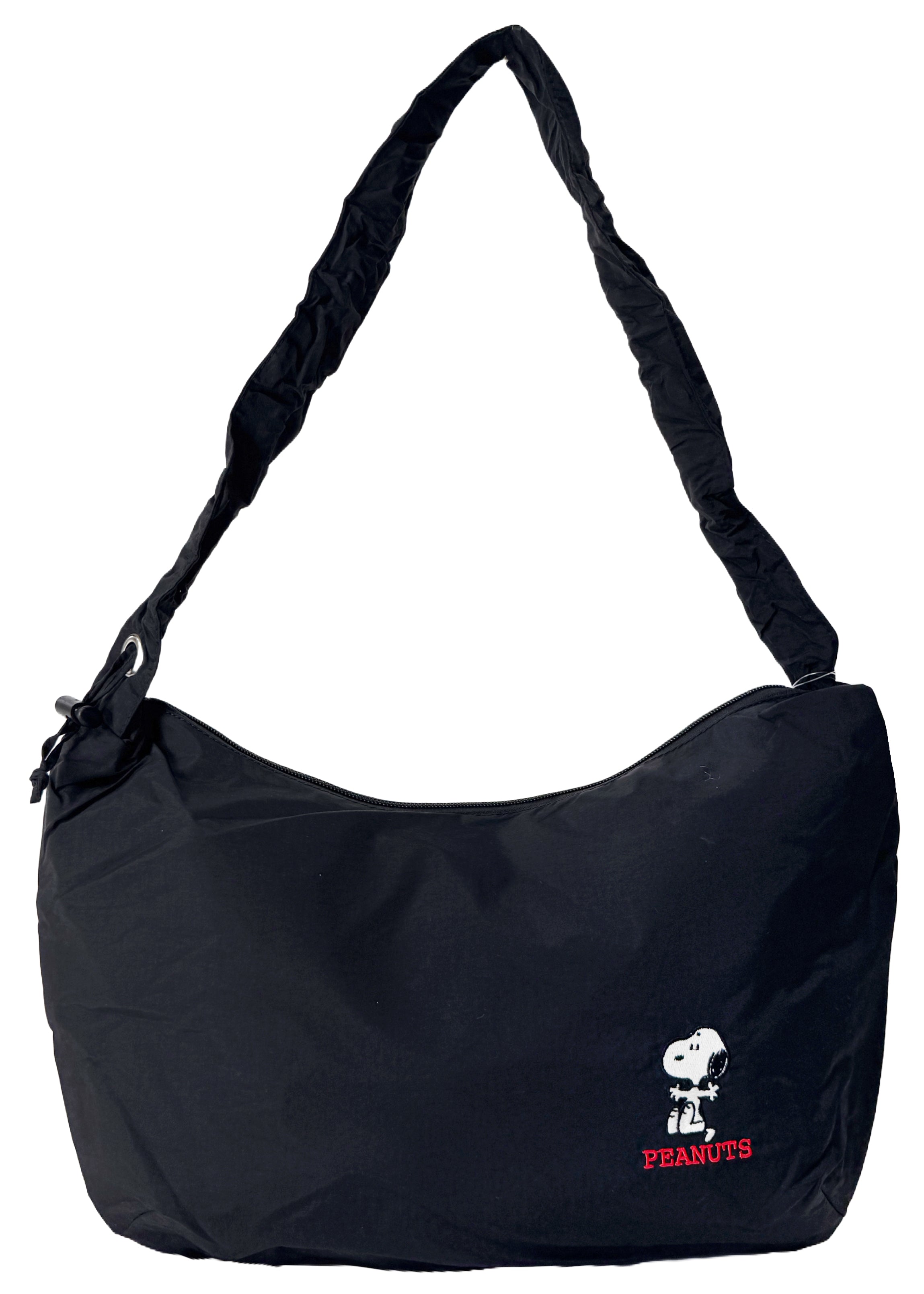  Peanuts Snoopy Say Hi Medium Nylon Black Shoulder Bag