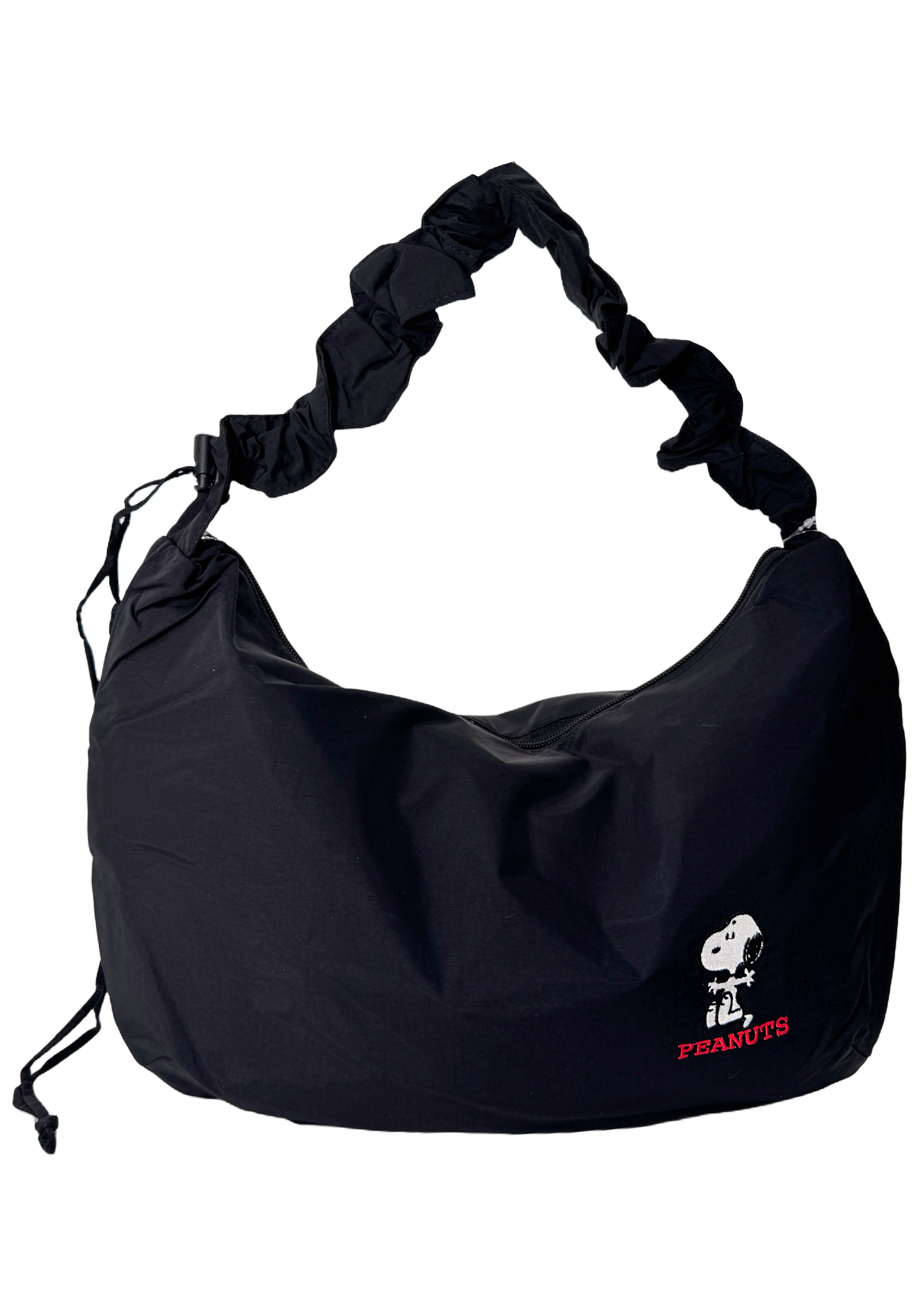 Peanuts Snoopy Say Hi Medium Nylon Black Shoulder Bag