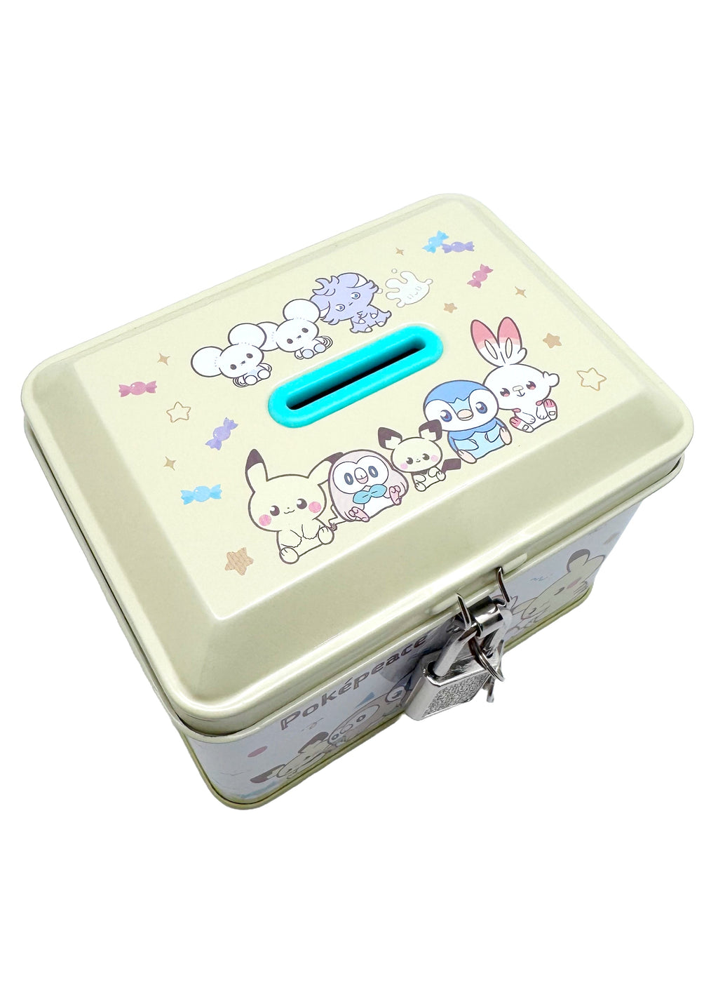  Pokemon Characters Kagitsuki Yellow Metal Piggy Bank With Lock & Key