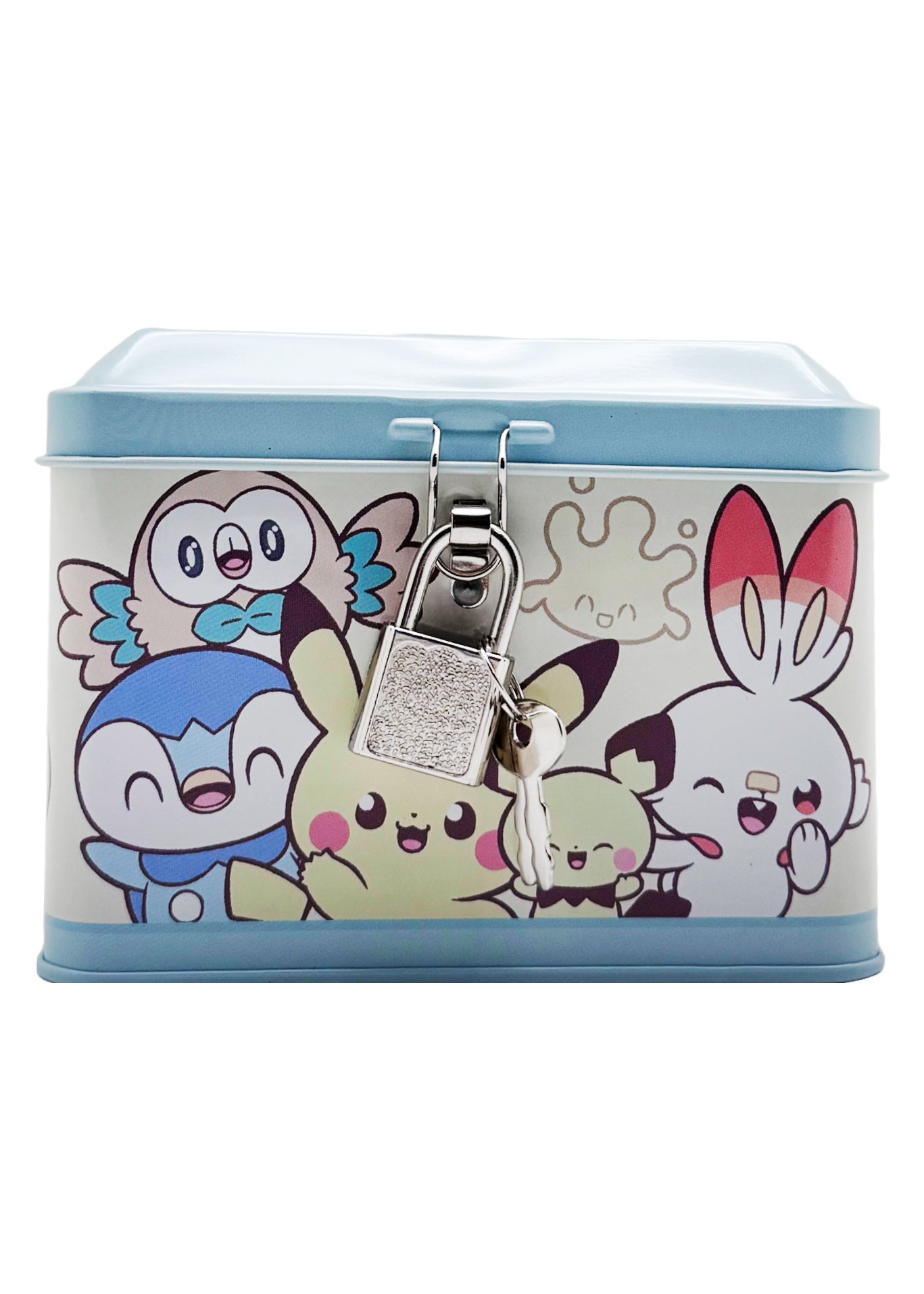  Pokemon Characters Kagitsuki Blue Metal Piggy Bank With Lock & Key