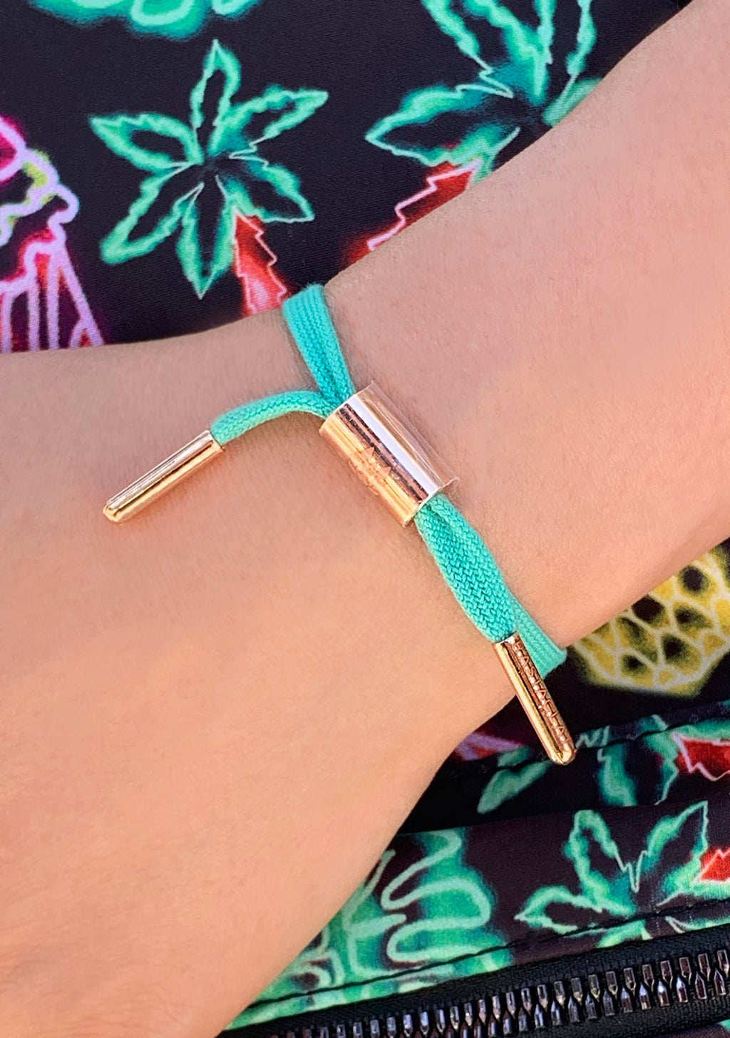  Brandy Women's Single Lace Bracelet In Turquoise/Rose Gold