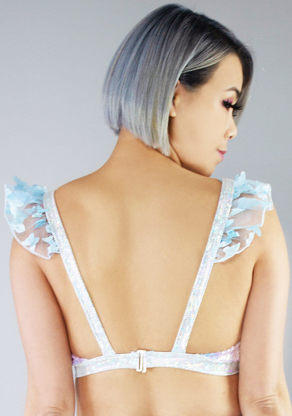 Roma Butterfly Magic Sequin Ruffle Top