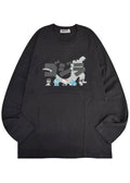  Sanrio X Godzilla Character Charcoal Long Sleeve Tee