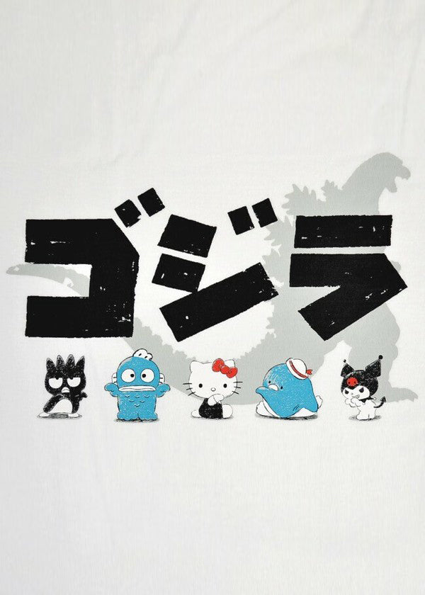  Sanrio X Godzilla Character White Long Sleeve Tee