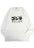  Sanrio X Godzilla Character White Long Sleeve Tee