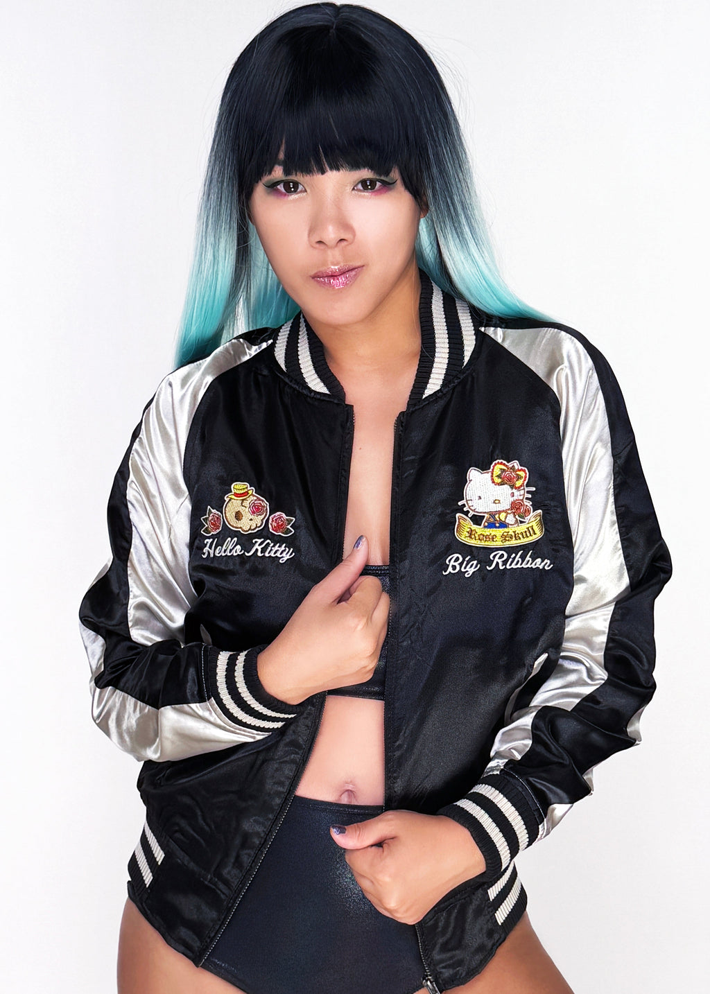  Sanrio Hello Kitty Rose Tattoo Bomber Jacket
