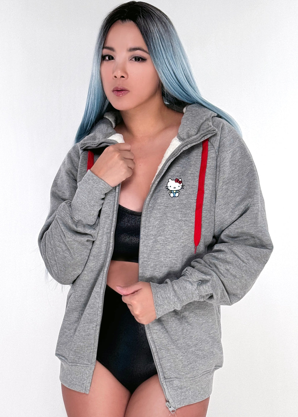  Sanrio Hello Kitty Sherpa Zip Up Hoodie