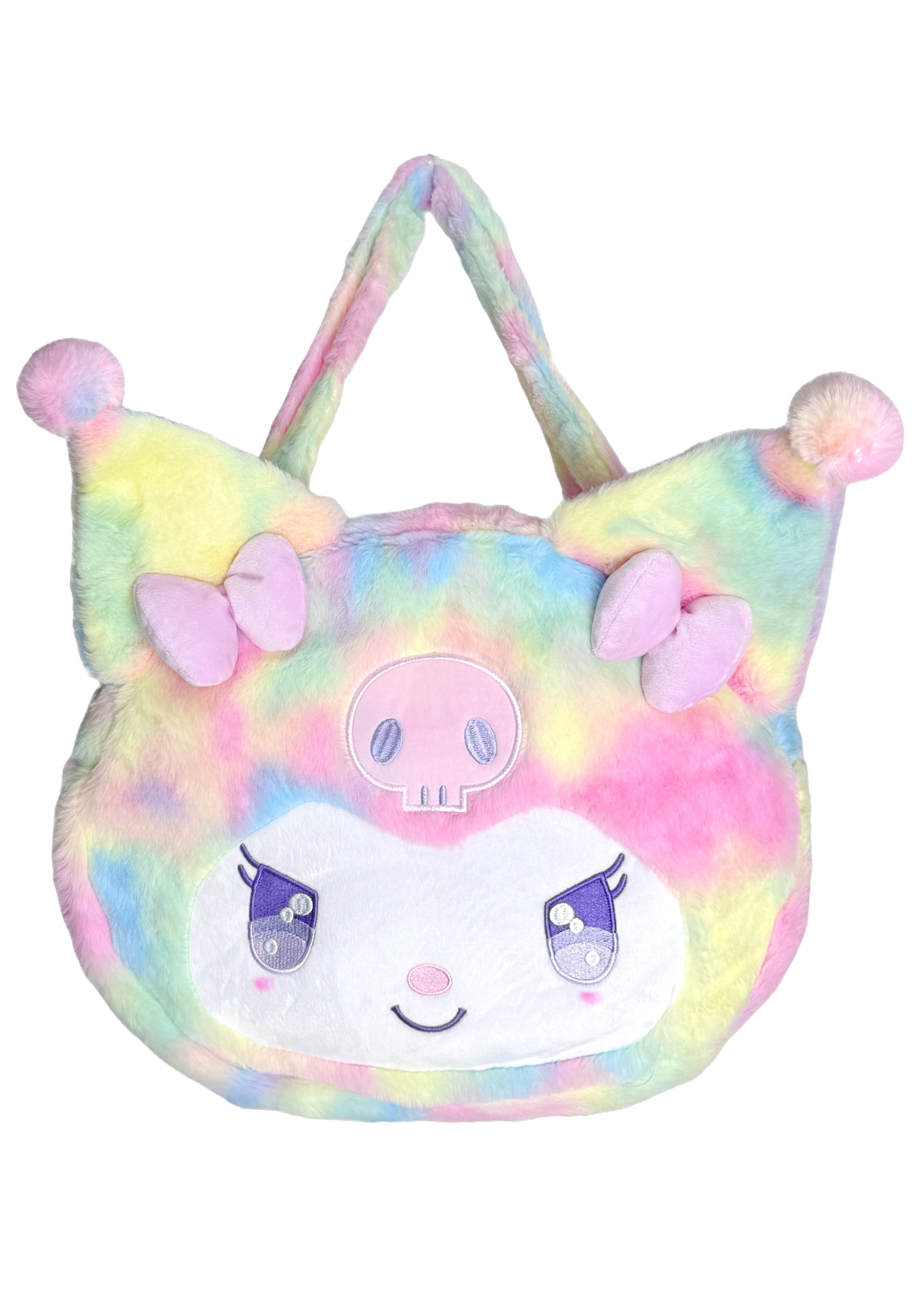  Sanrio Kuromi Pastel Rainbow Anime Eyes Plush Tote