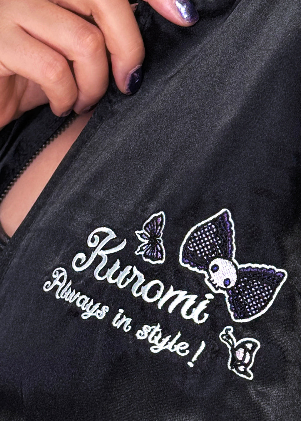  Sanrio Kuromi Rose Tattoo Bomber Jacket