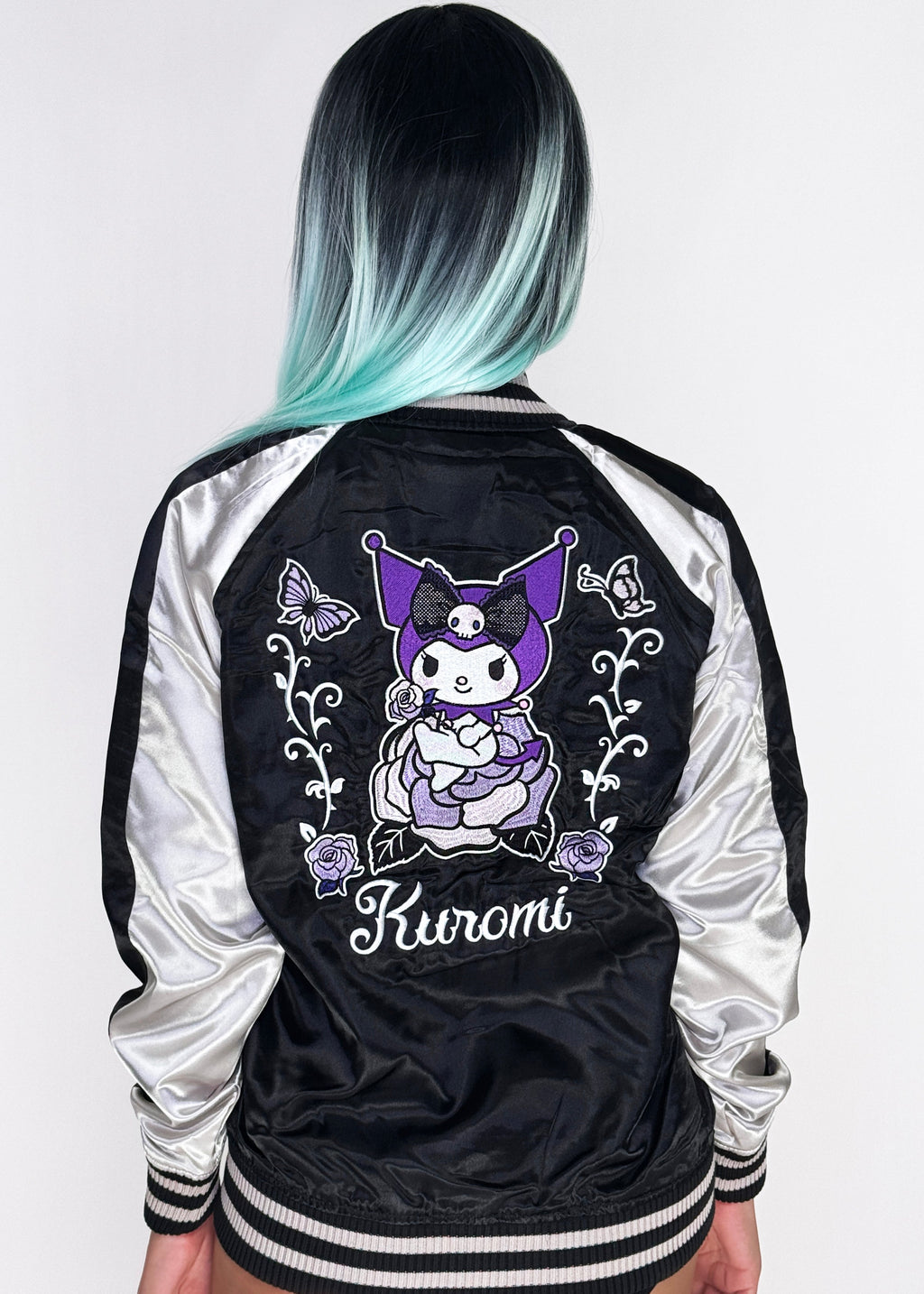  Sanrio Kuromi Rose Tattoo Bomber Jacket