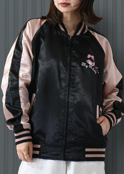  Sanrio My Melody Sweet Lolita Black Pink Bomber Jacket