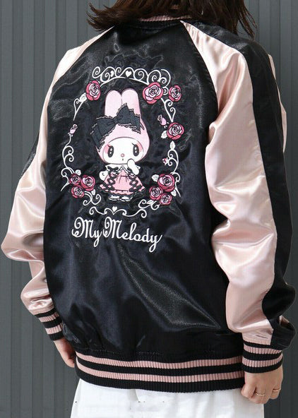  Sanrio My Melody Sweet Lolita Black Pink Bomber Jacket