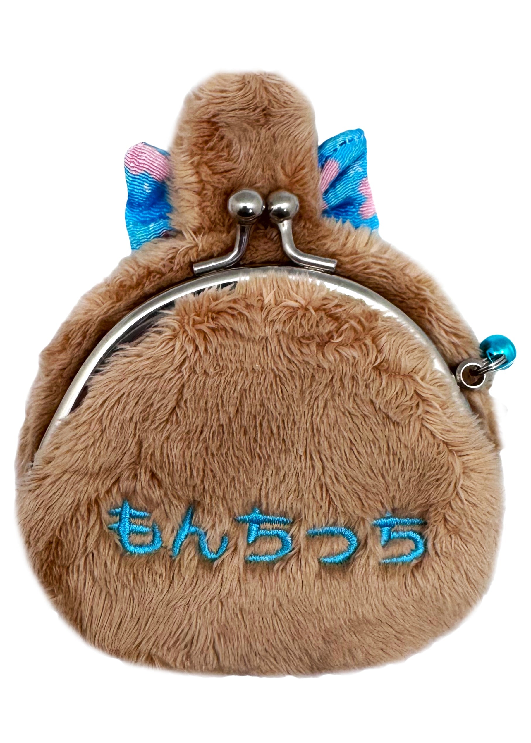  Monchhichi-Chan Floral Bow Plush Coin Bag In Beige