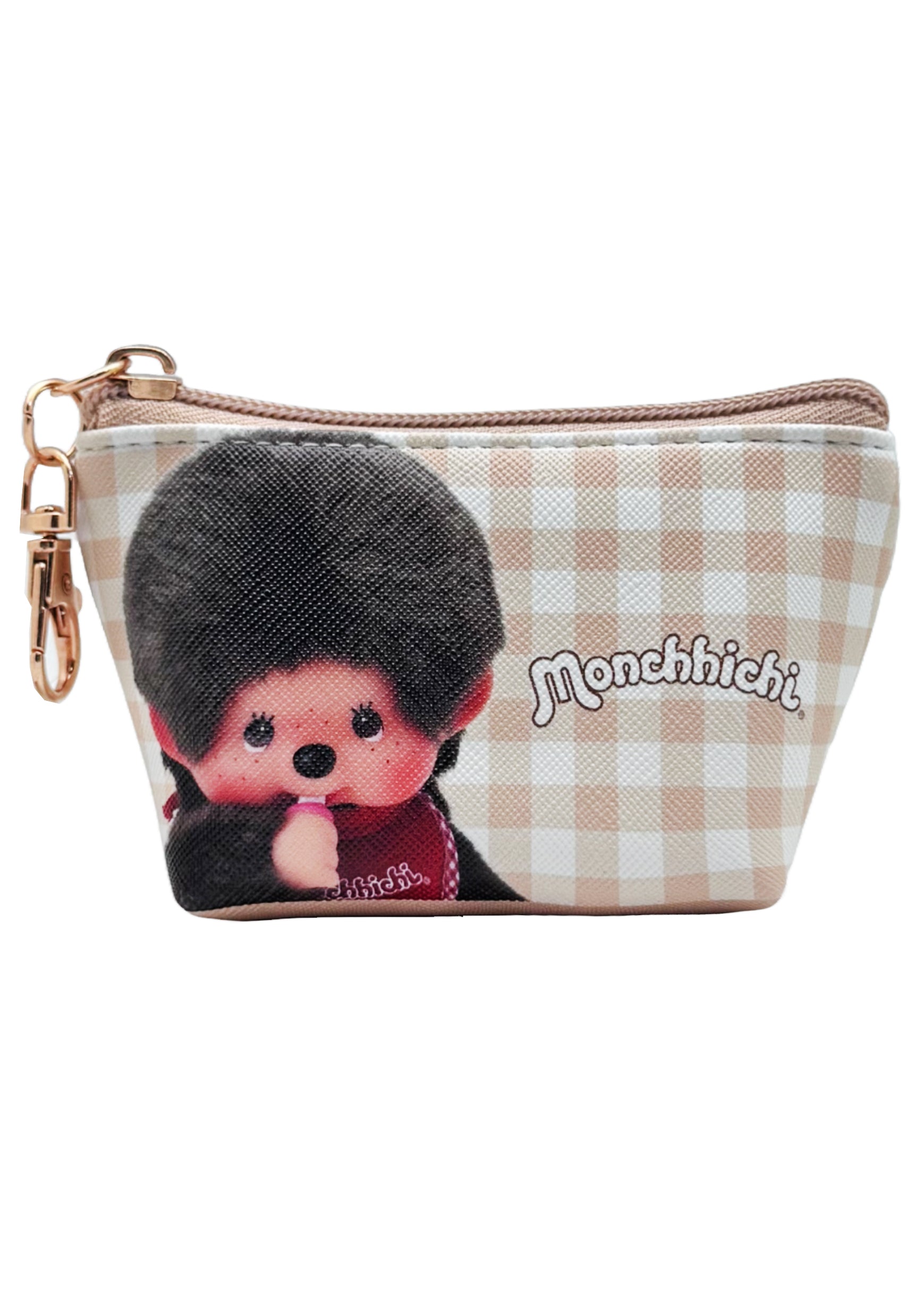  Monchhichi-Kun Gingham Mini Coin Pouch