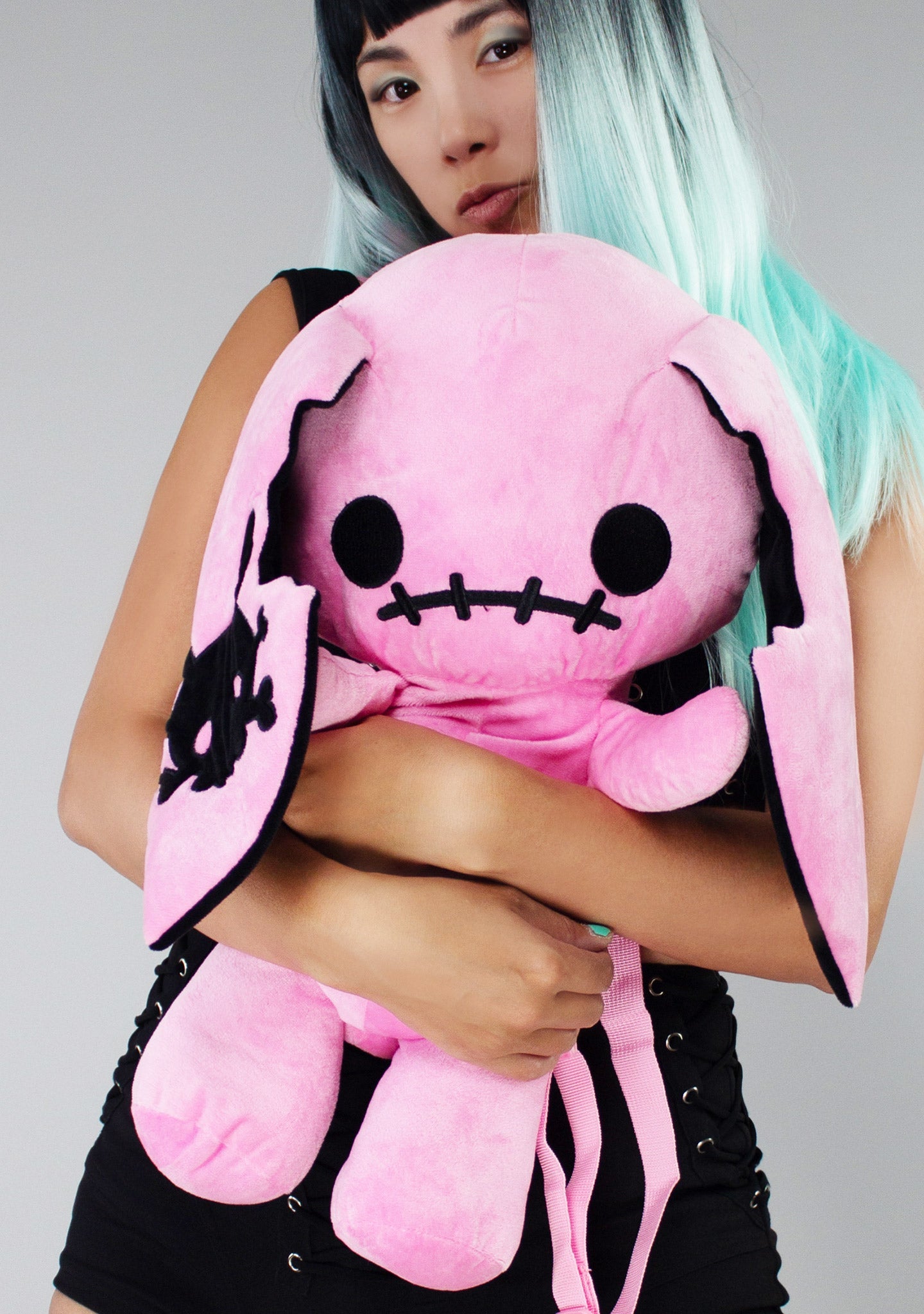  Naughty Bunny Pink Plush Backpack