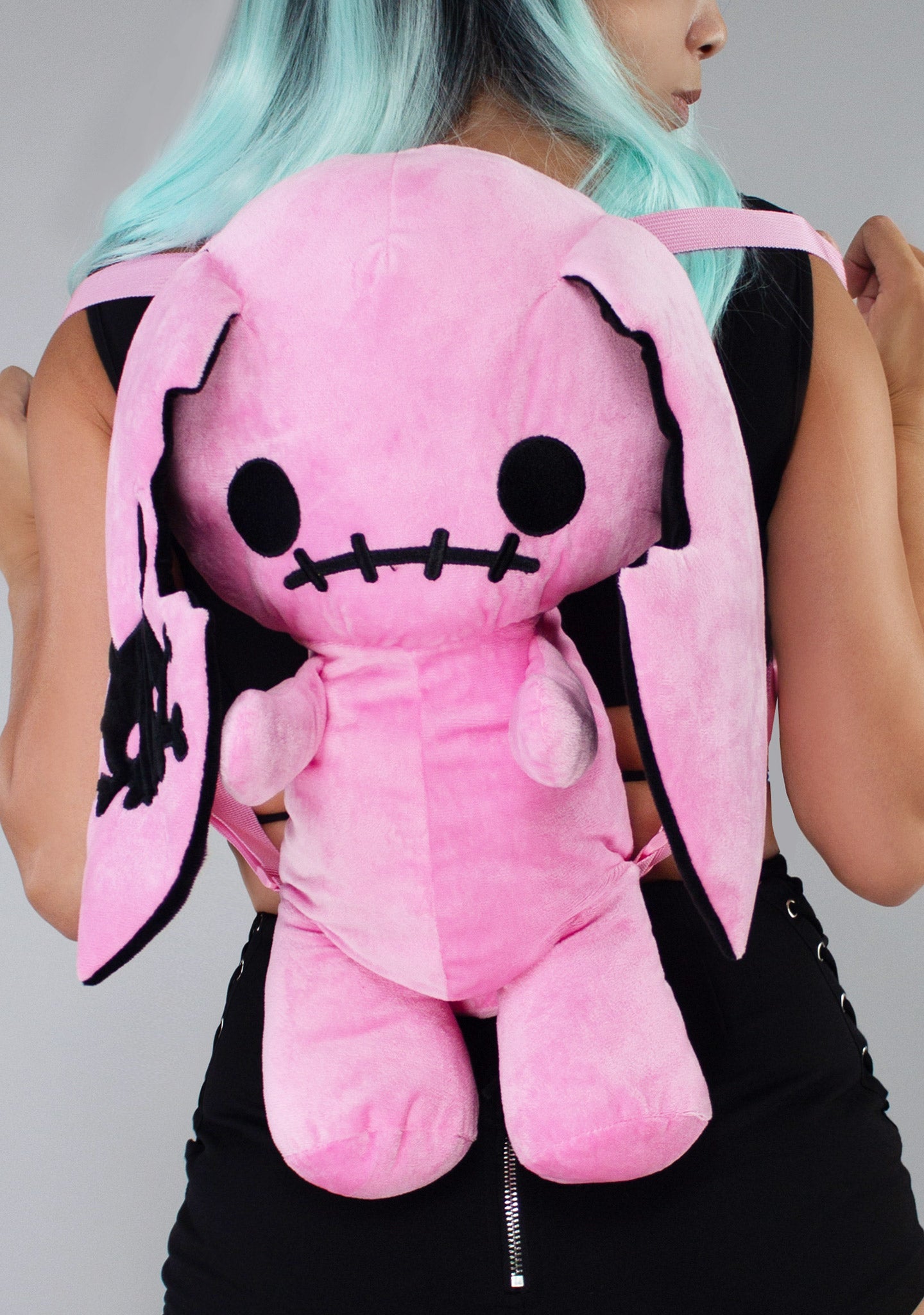  Naughty Bunny Pink Plush Backpack