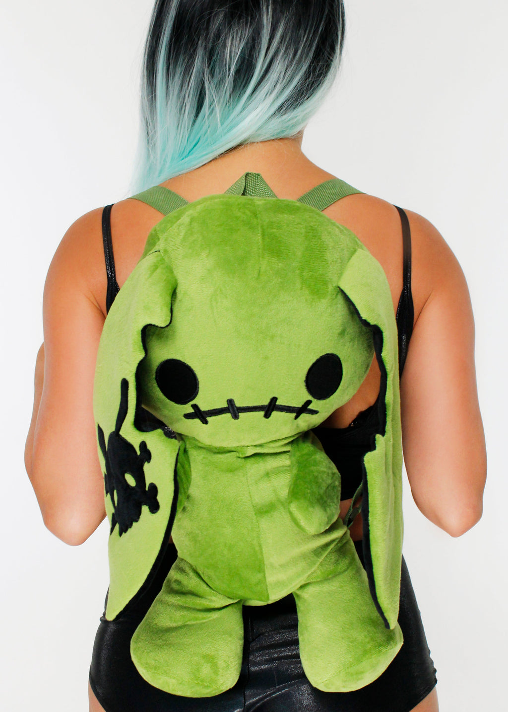  Naughty Bunny Green Plush Backpack