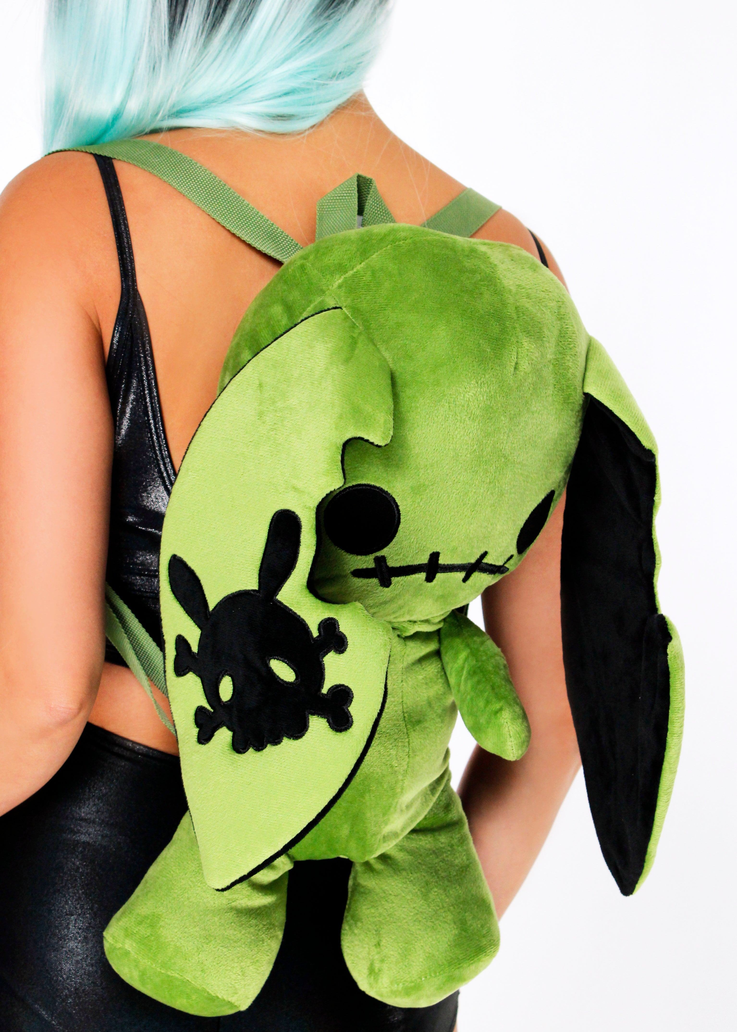  Naughty Bunny Green Plush Backpack
