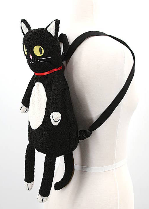  Furry Black Cat Plush Backpack