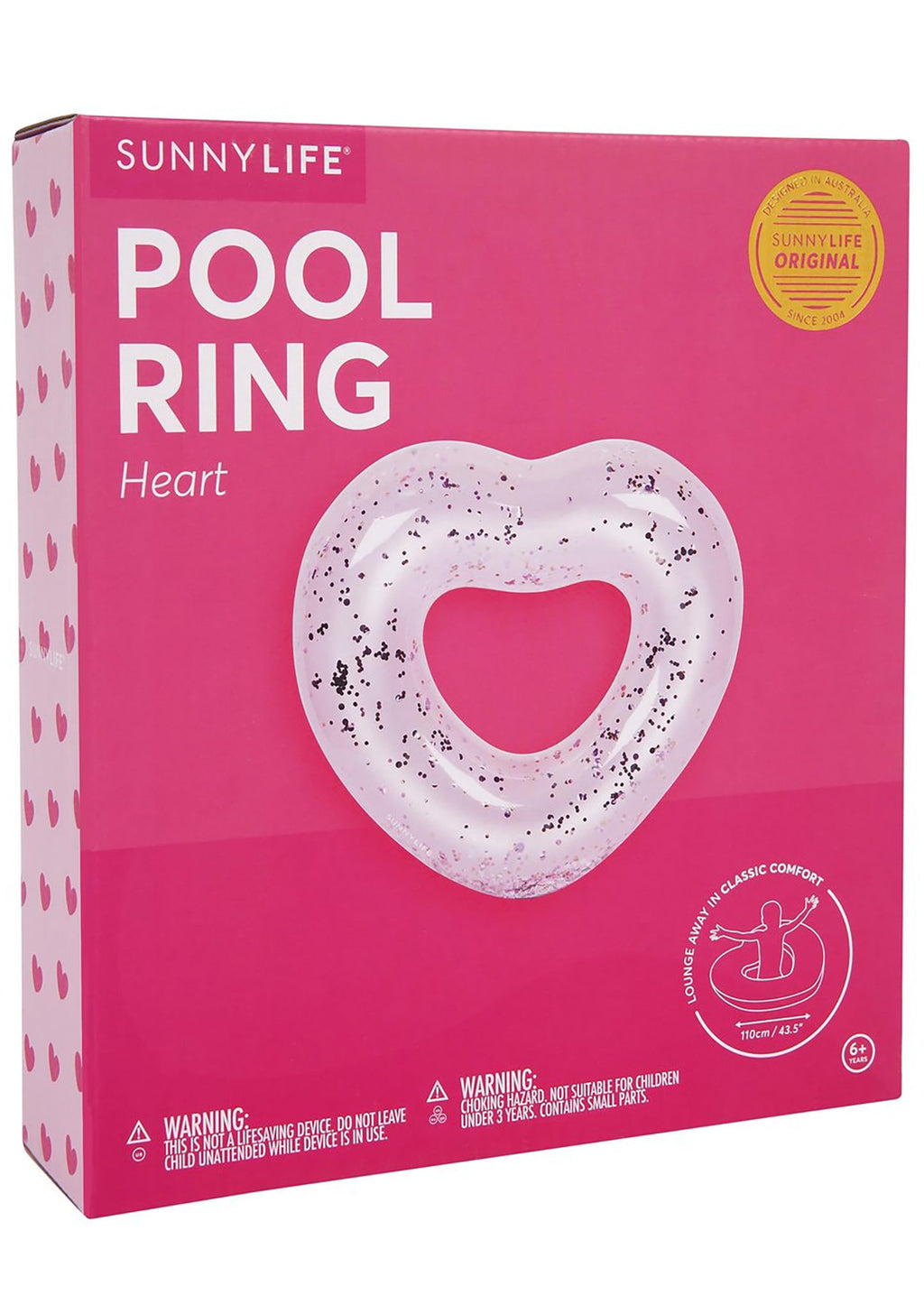 SunnyLife Pink Heart Glitter Pool Ring