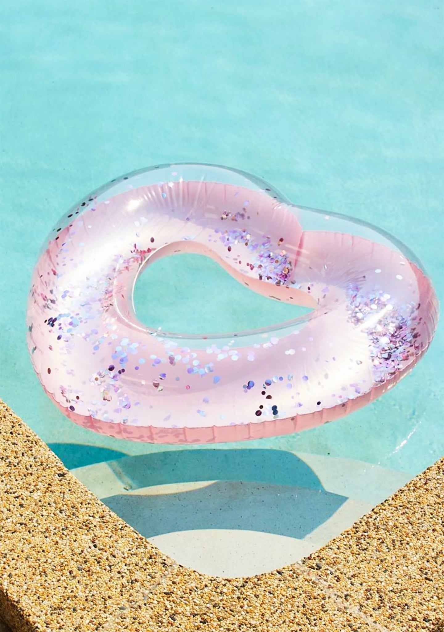 SunnyLife Pink Heart Glitter Pool Ring
